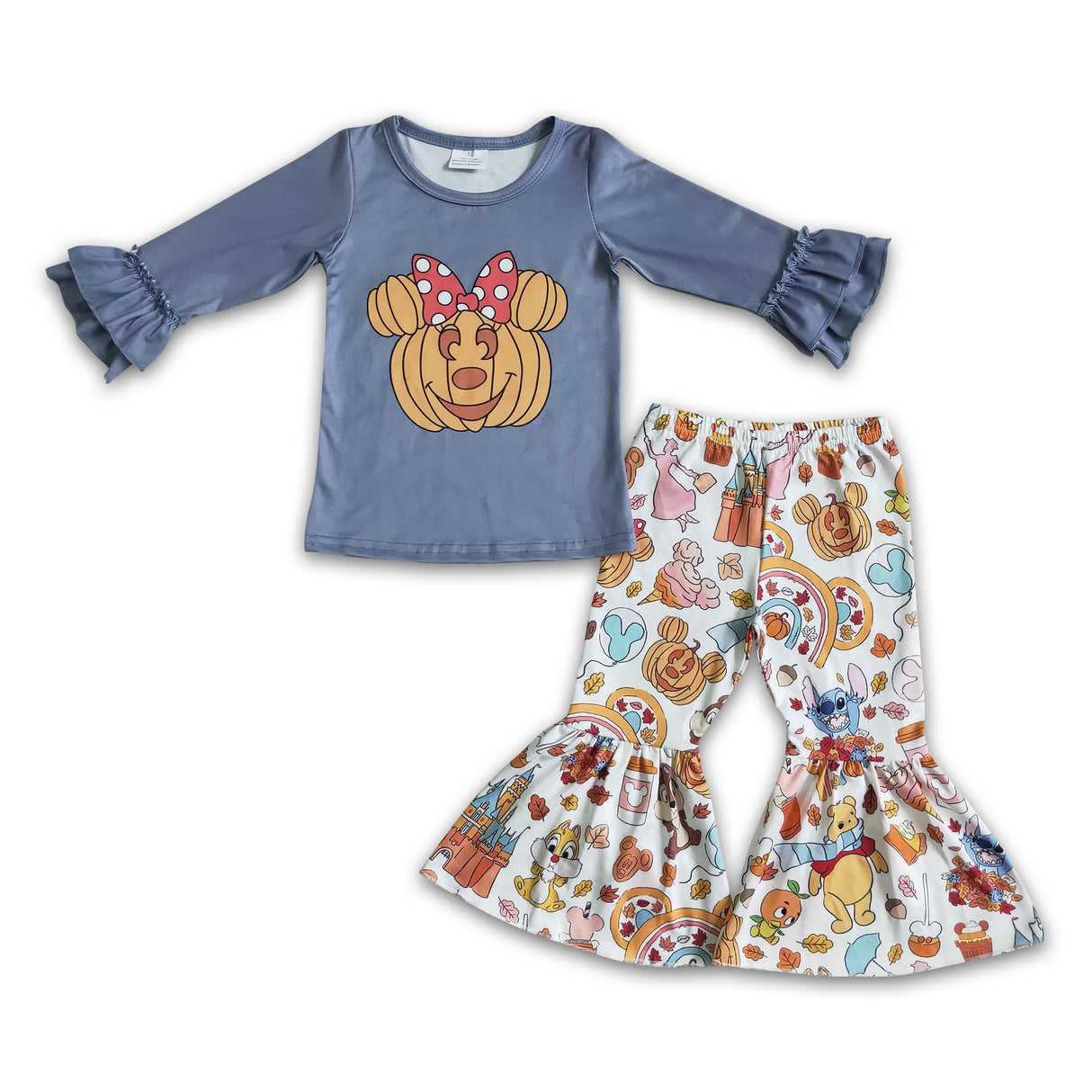 Long sleeve mouse pumpkin rainbow snacks girls fall clothing