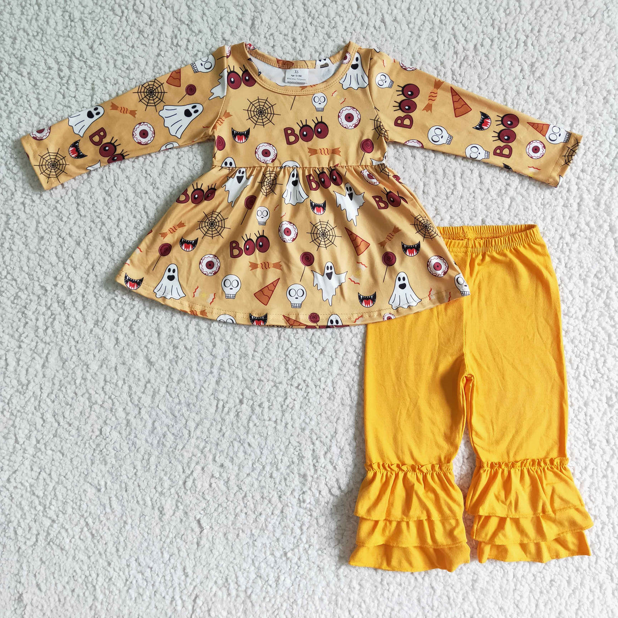 Ghost boo tunic ruffle pants girls Halloween outfits