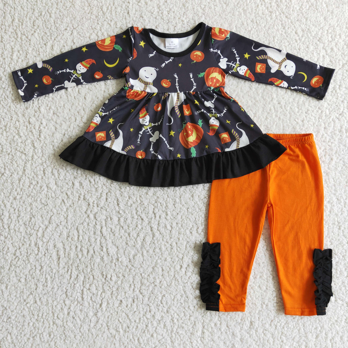 Skull ghost pumpkin tunic leggings kids girls Halloween clothing