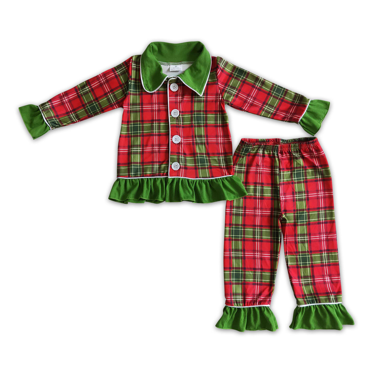 Red and green plaid sleepwear girls Christmas pajamas
