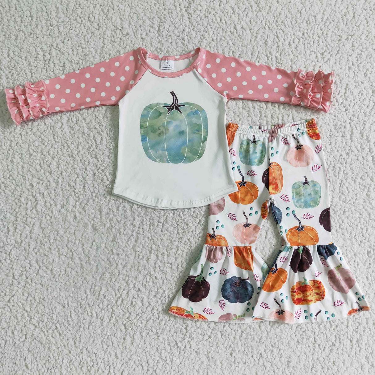 Colorful pumpkin bell bottom pants kids girls clothes