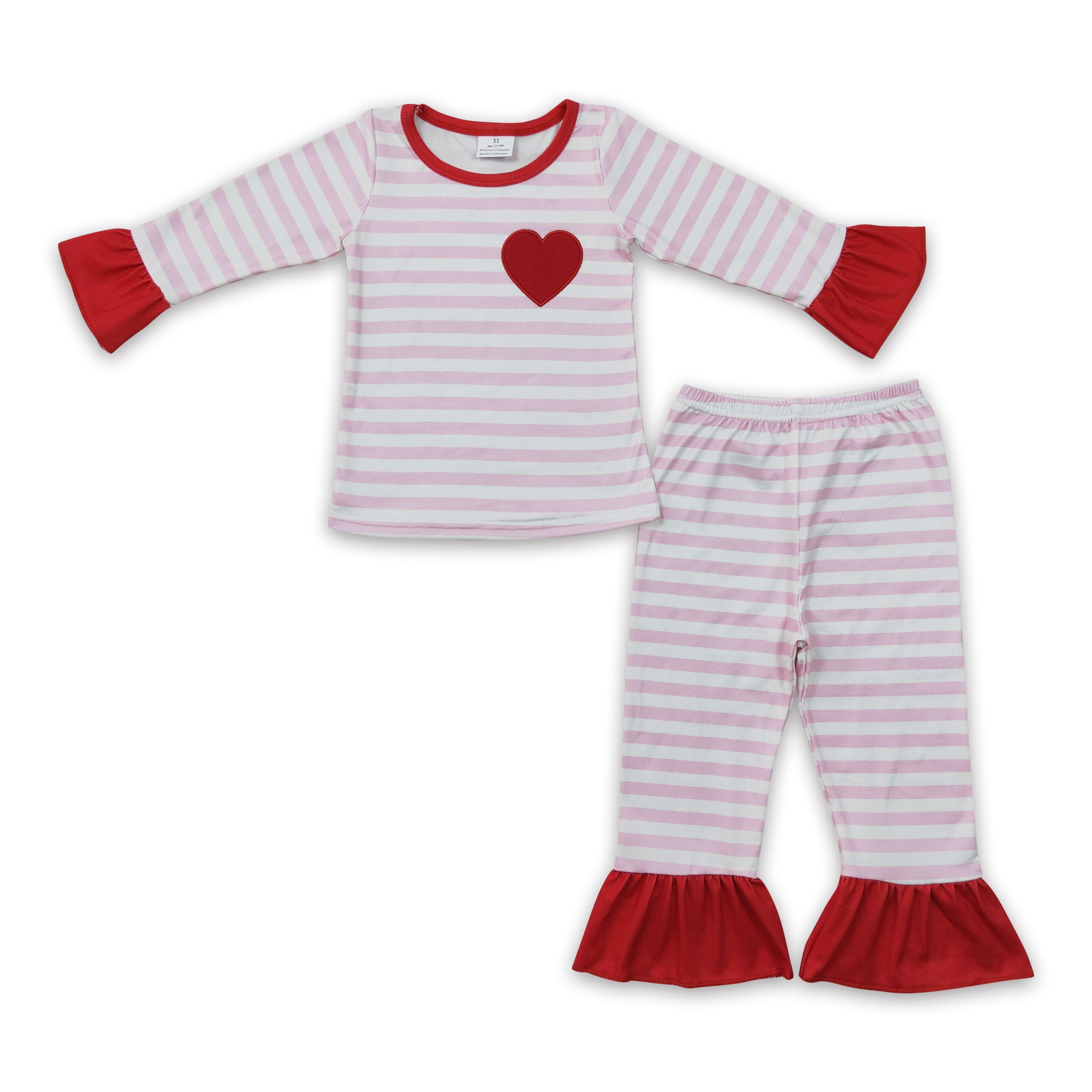 Magnolia Baby Girls Pink Love Valentine Heart Applique Long Pajamas main image 0
