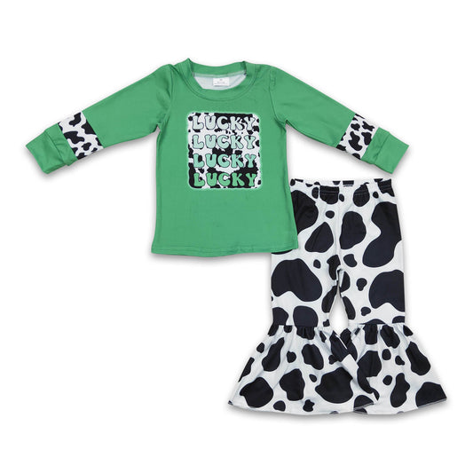 Green lucky shirt cow pants girls st patrick outfits