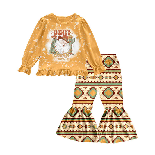 Howdy santa cactus aztec baby girls Christmas outfits