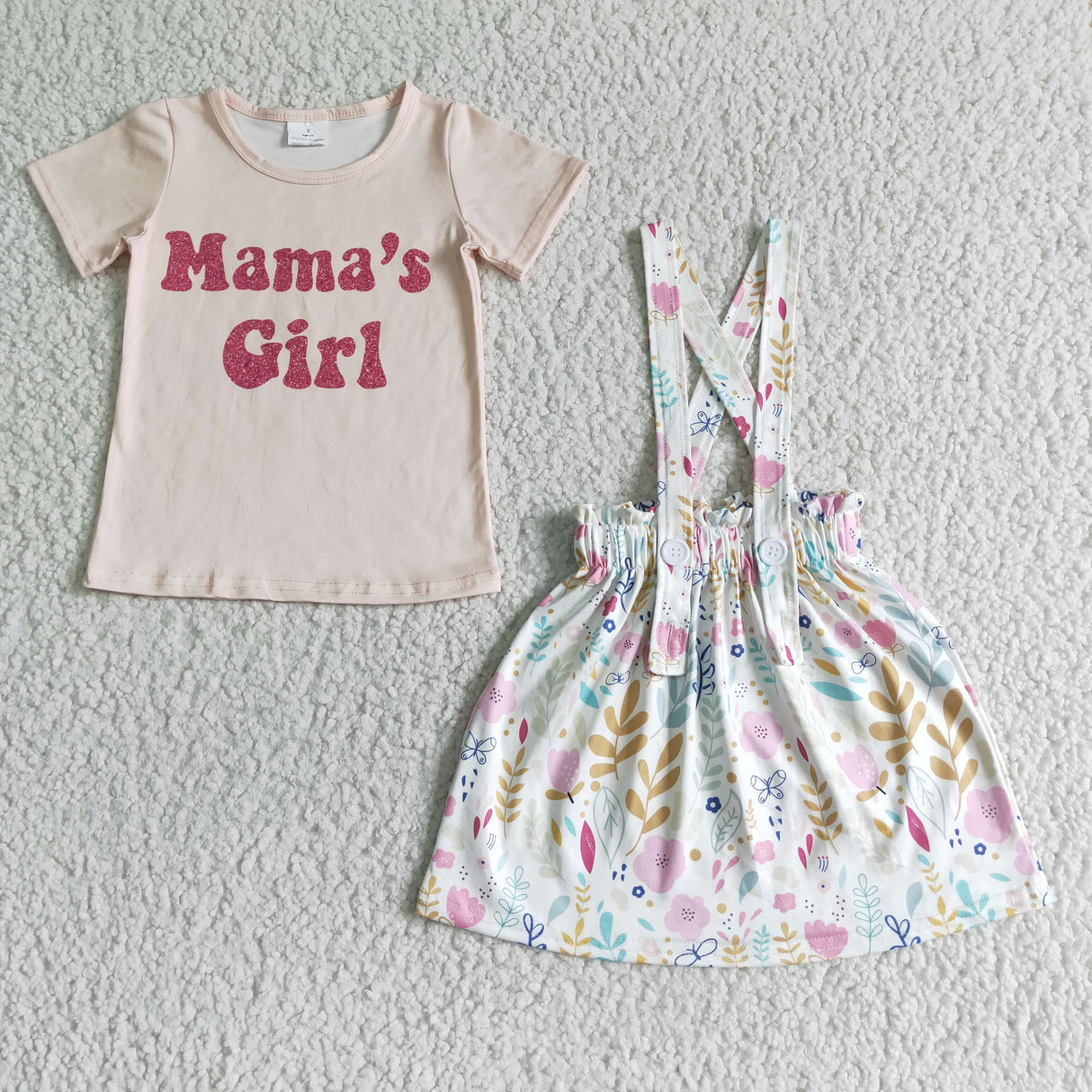 Mama's girl suspender floral skirt kids girls outfits