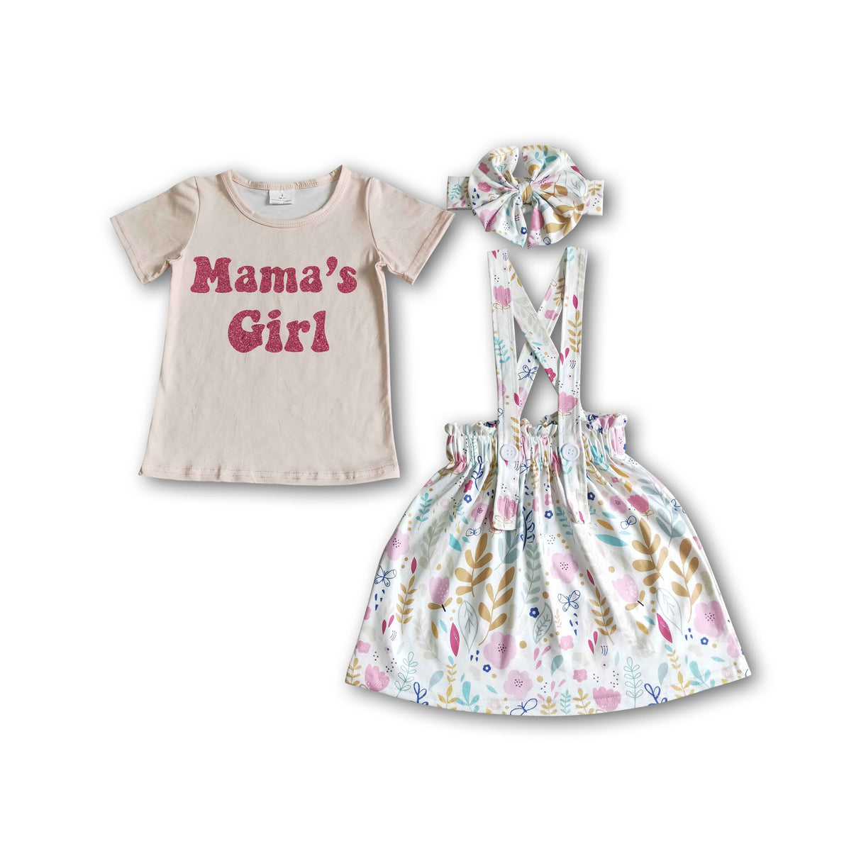 Mama's girl suspender floral skirt kids girls outfits