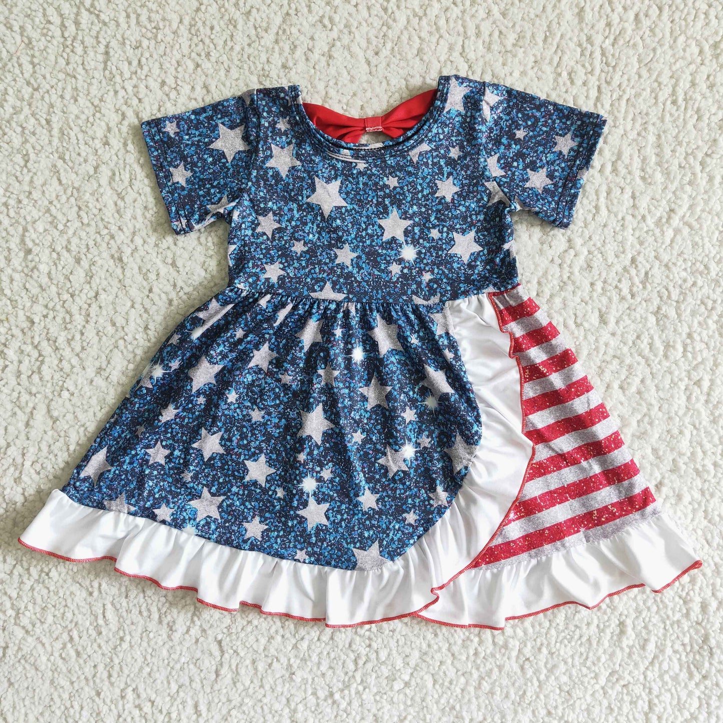 Star and stripe ruffle baby girls 4th of july dresses