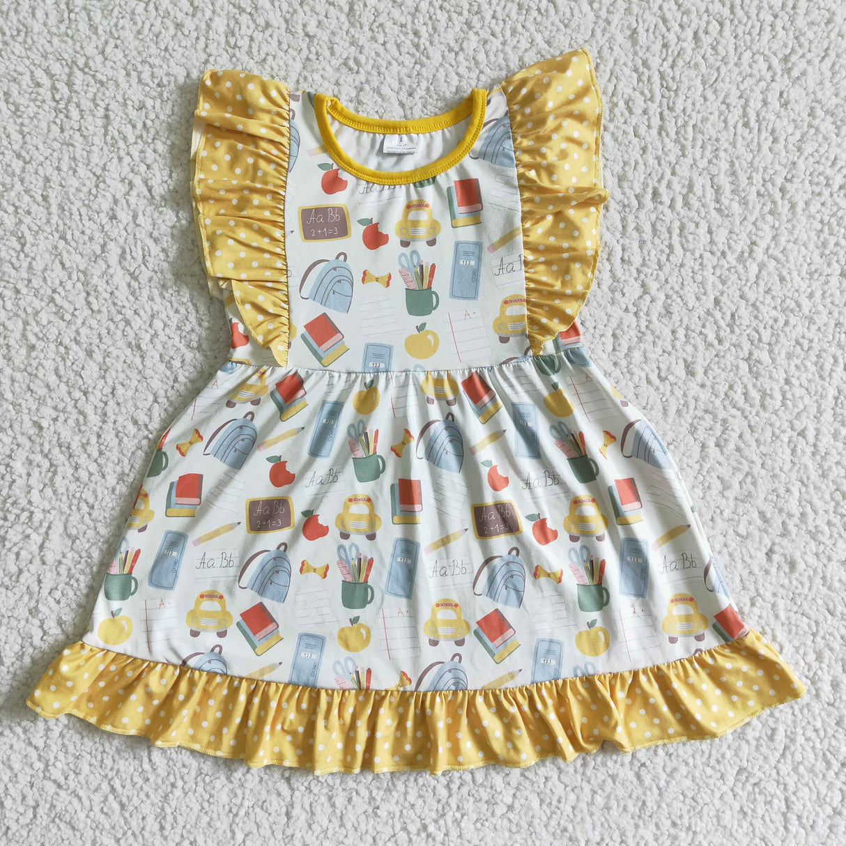 Flutter sleeve kids girls back to school dress