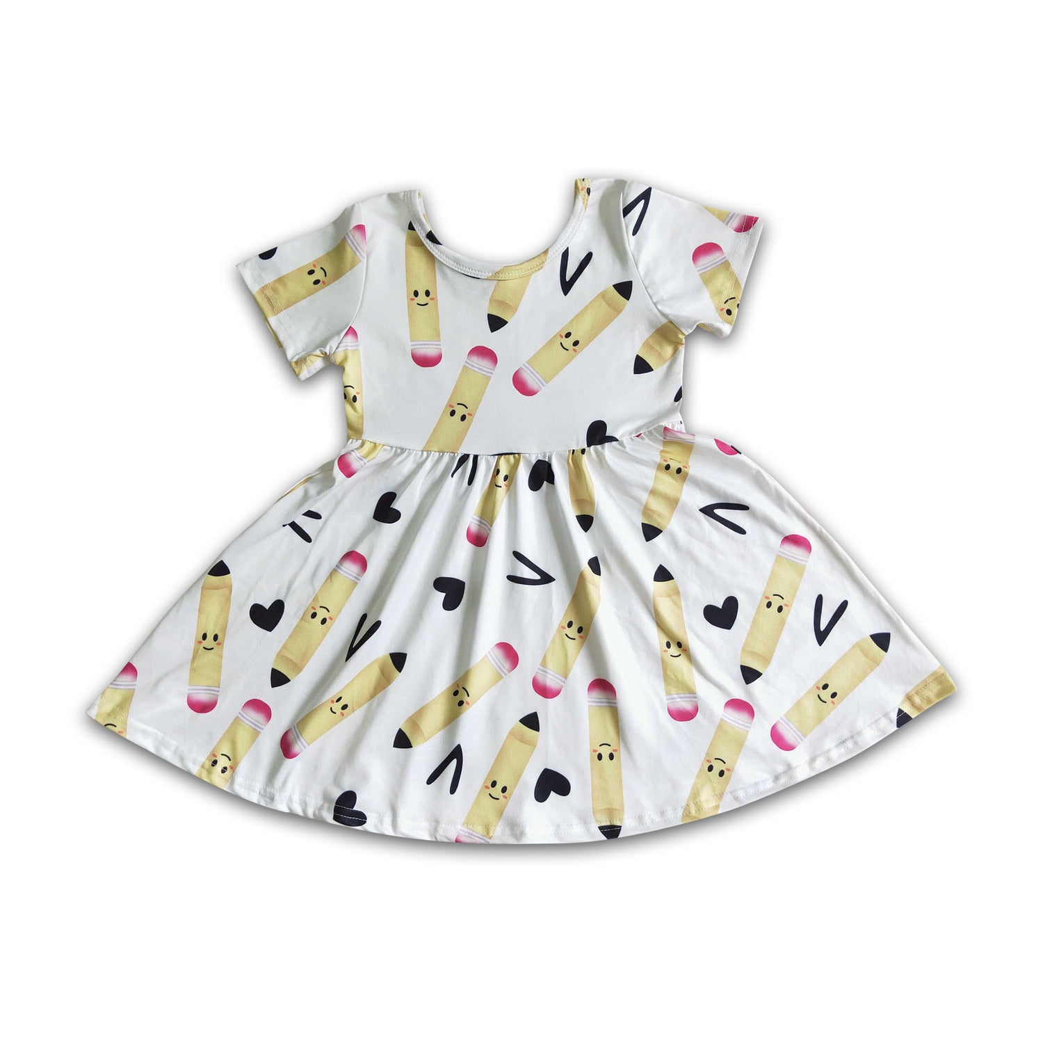 Short sleeve pencil kids girls back to school dresses