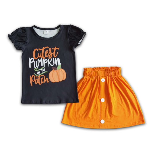 Cutest pumpkin in the patch shirt skirt girls fall clothes