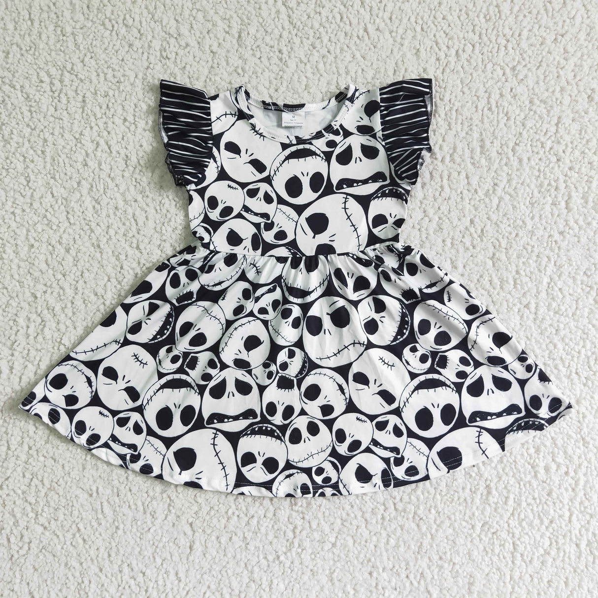 Flutter sleeve skull baby kids Halloween dresses
