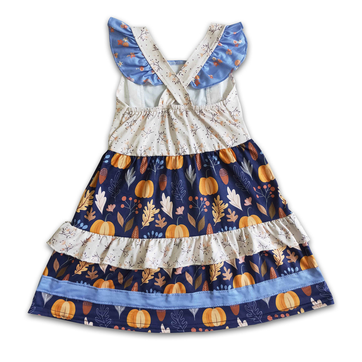 Pumpkin Leaves floral baby girls sleeveless fall dresses