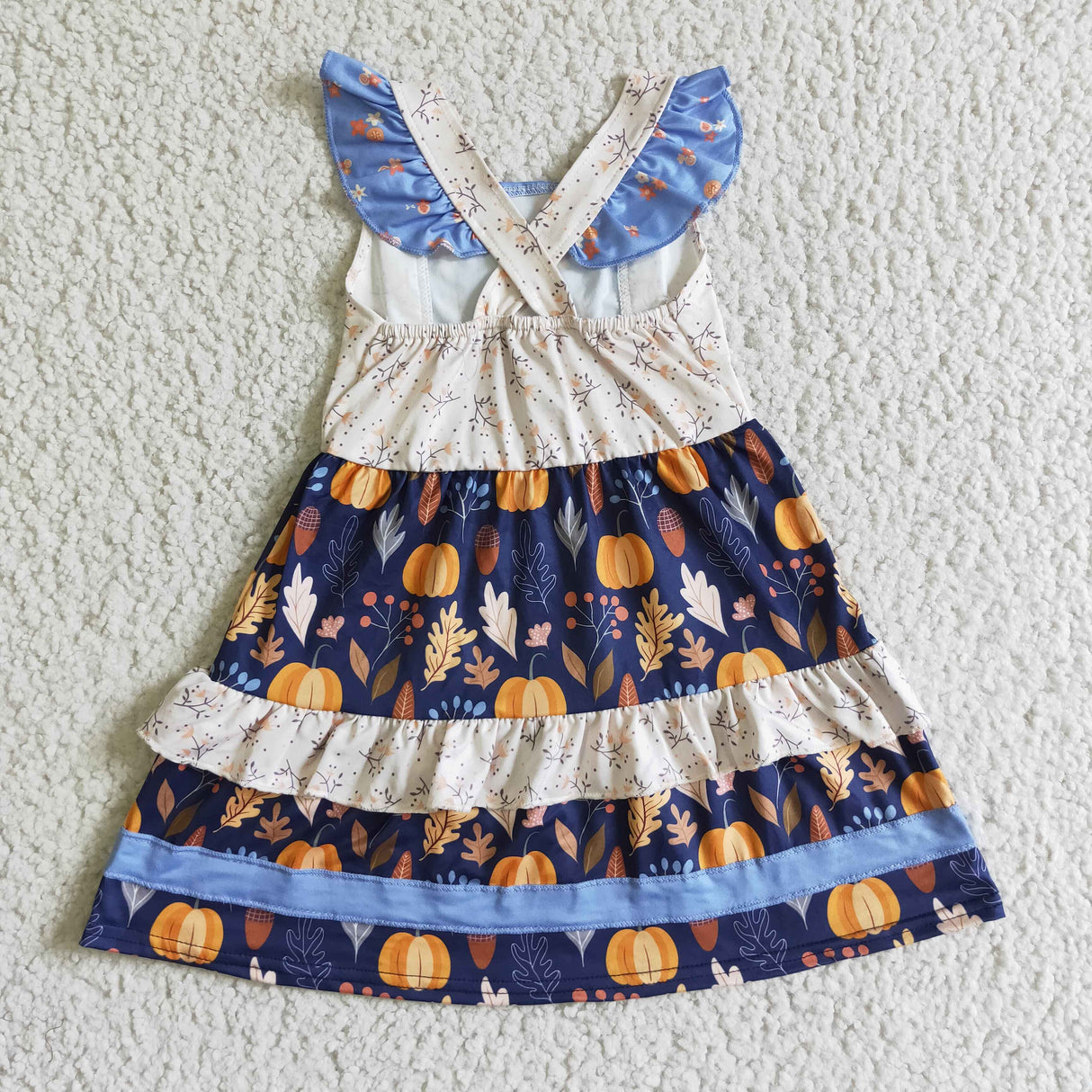 Pumpkin Leaves floral baby girls sleeveless fall dresses