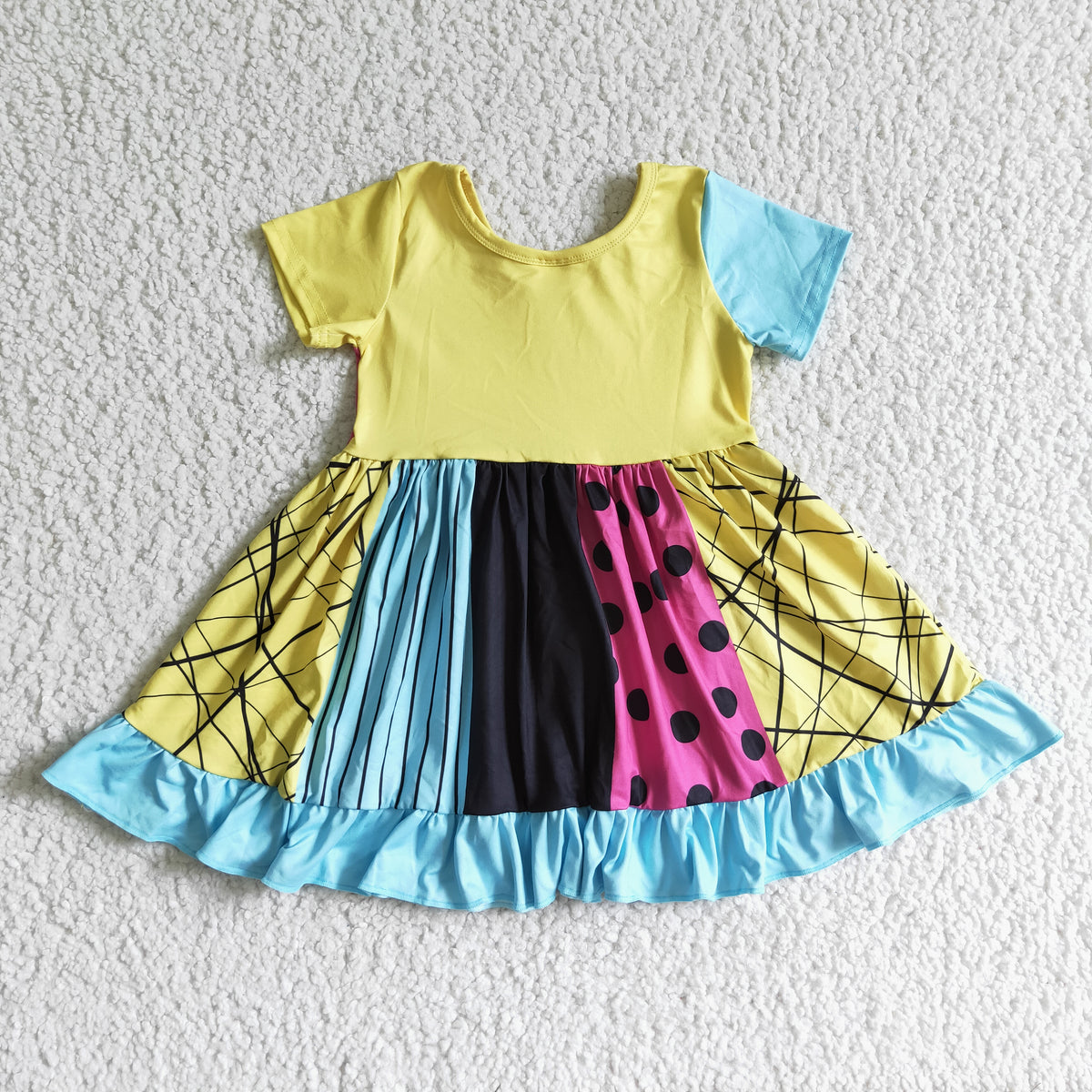 Skull short sleeve girls Halloween panel dress