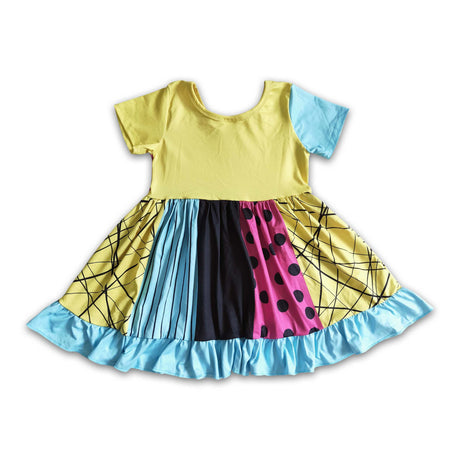 Skull short sleeve girls Halloween panel dress