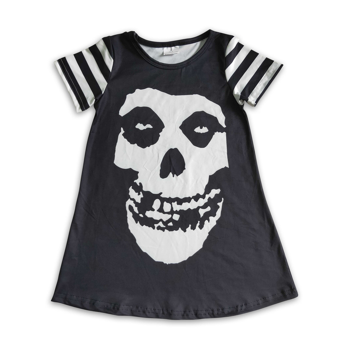Skull print short sleeve stripe girls Halloween dresses
