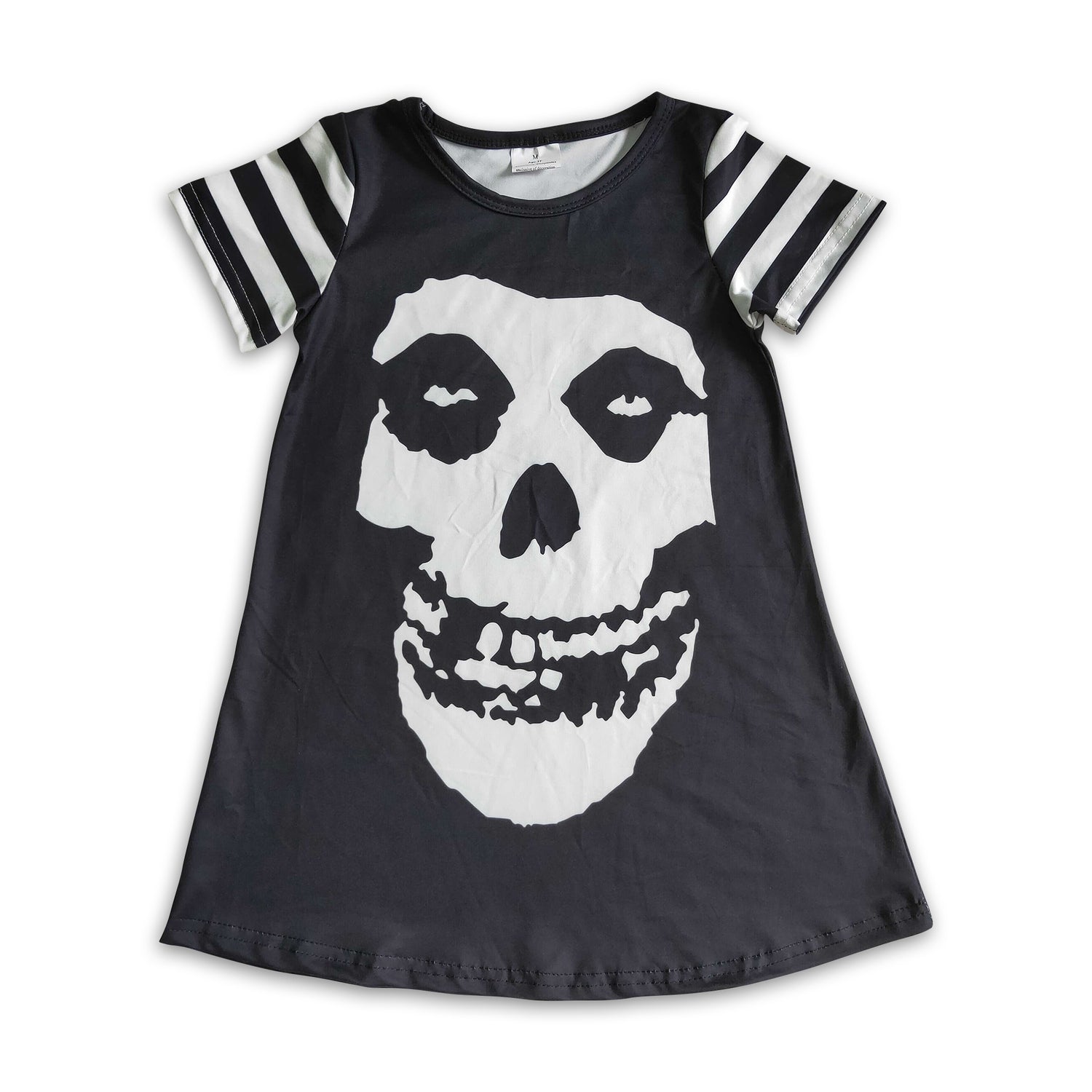 Skull print short sleeve stripe girls Halloween dresses