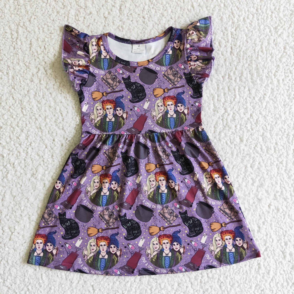 Flutter sleeve witches kids girls Halloween dress