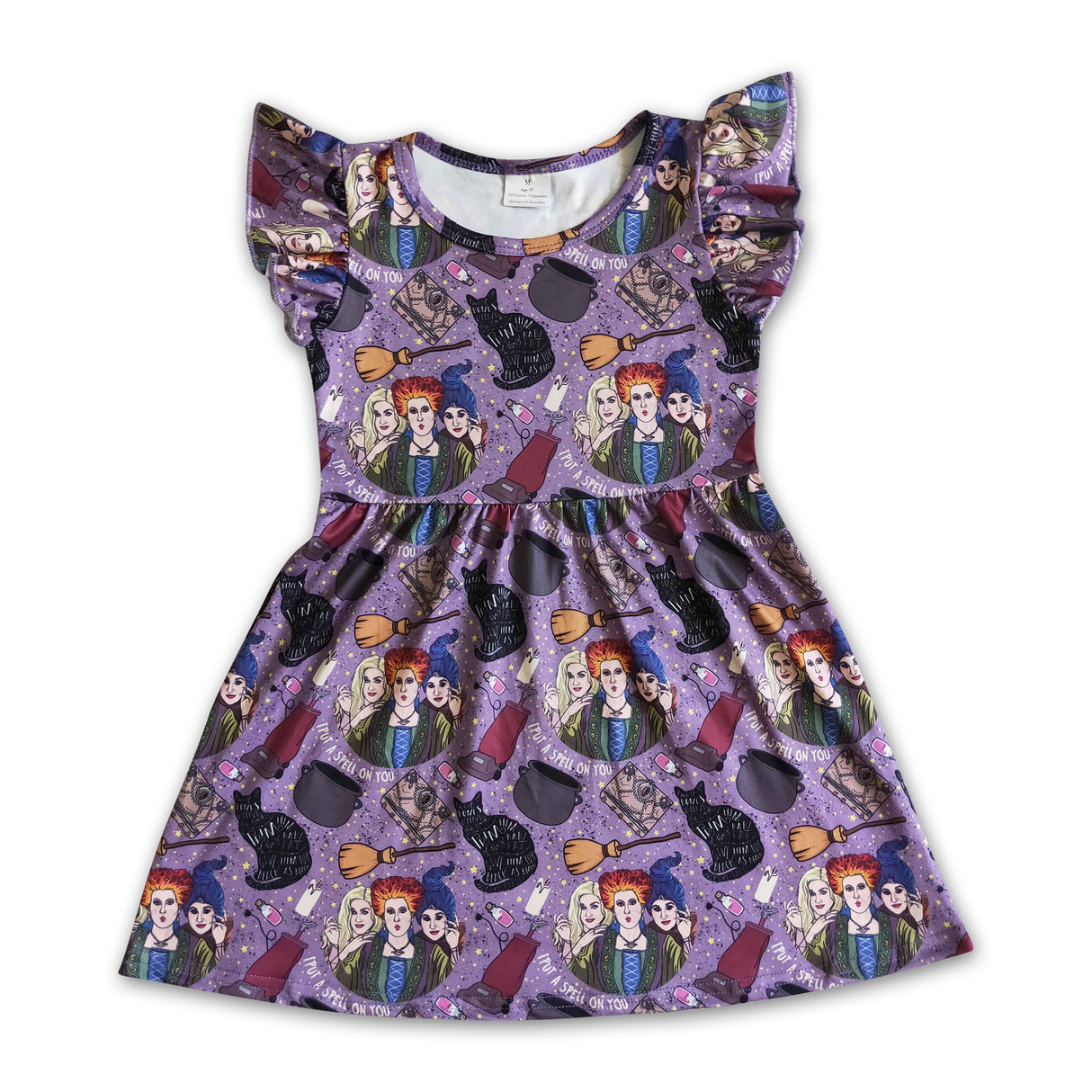 Flutter sleeve witches kids girls Halloween dress