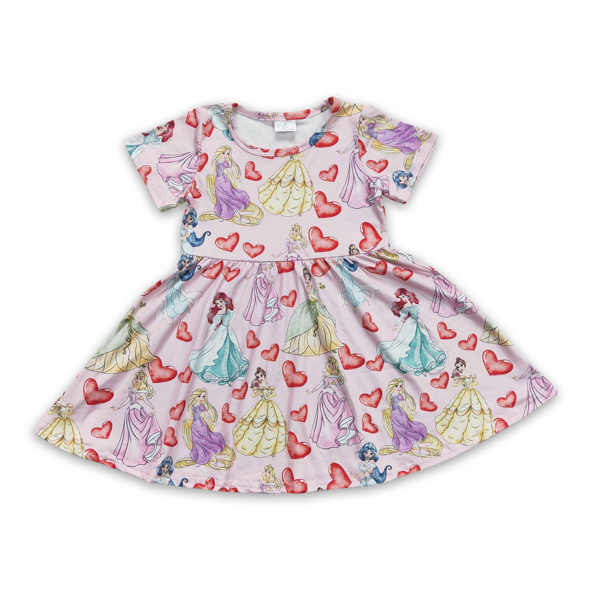 Short sleeves heart princess baby girls valentine's dresses