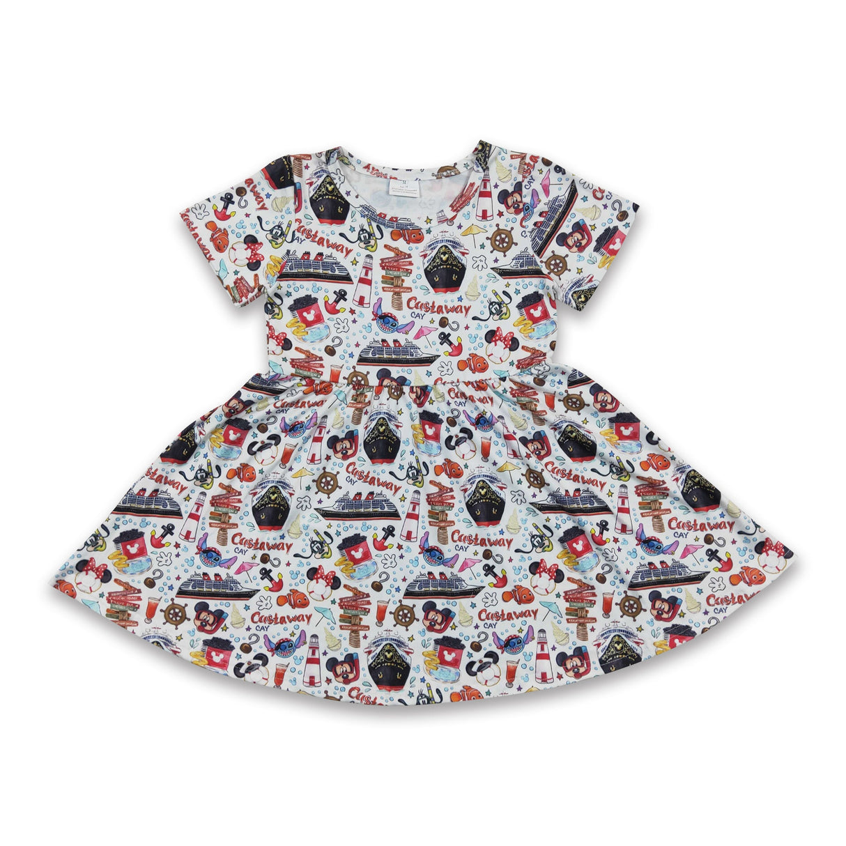 Short sleeves anchor boat mouse girls dresses