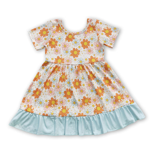 Groovy short sleeves floral baby girls boho dress