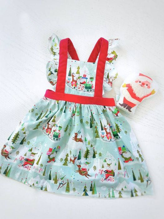 Reindeer Christmas tree santa baby girls Christmas dresses