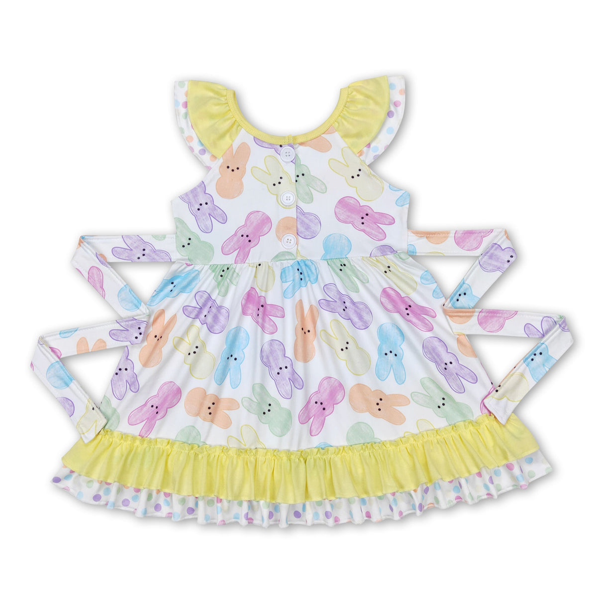 Yellow ruffle bunny cute girls easter dresses