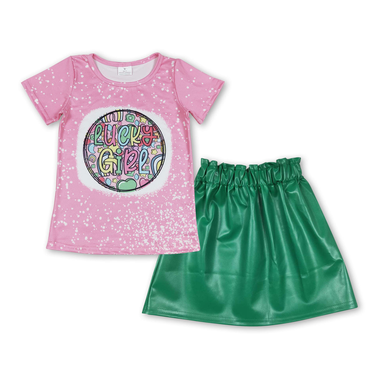 Lucky girl top green skirt girls st patrick's clothes