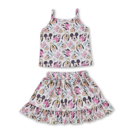 Duck mouse top ruffle skirt girls summer outfits