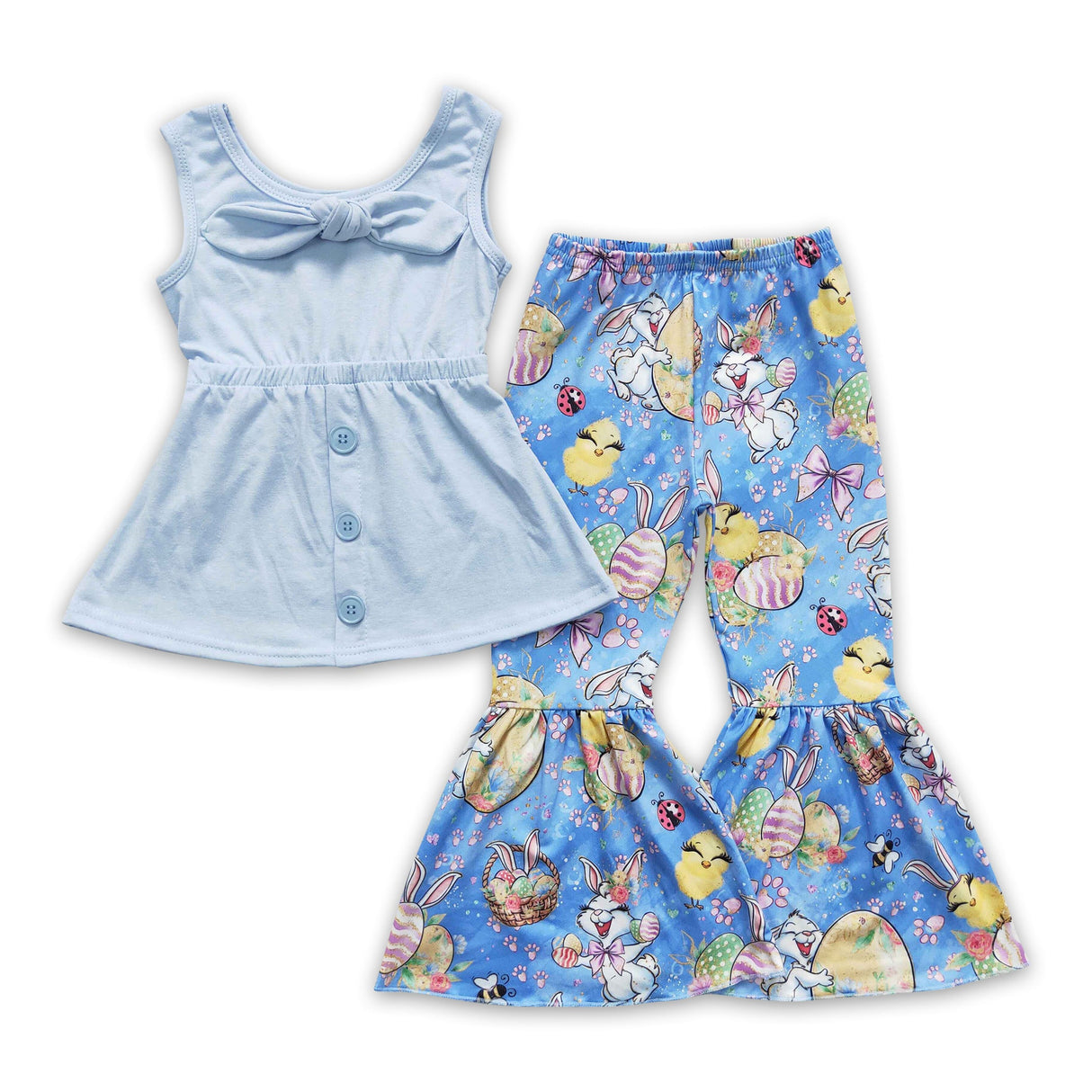 Cotton tunic bunny eggs kids girls easter clothing