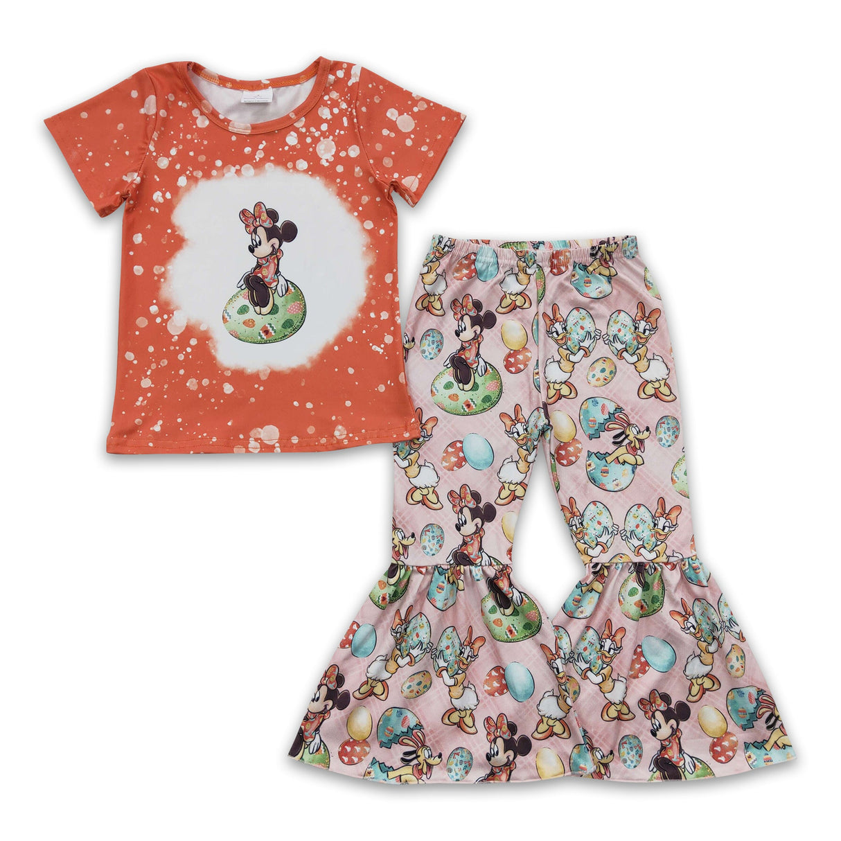 Egg mouse bleached shirt pants kids girls easter clothes