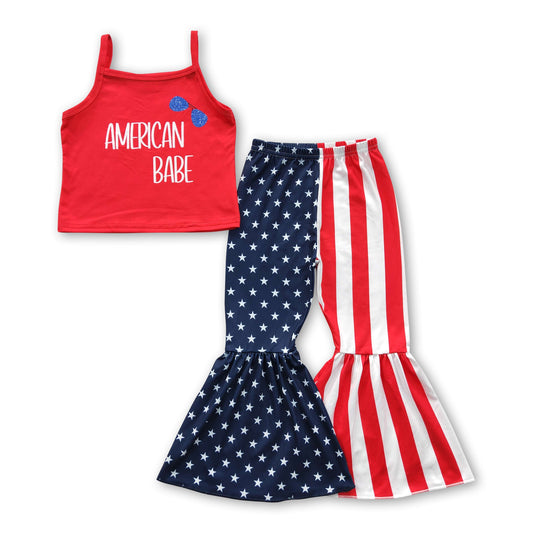 American babe top stars stripe pants girls 4th of july outfits