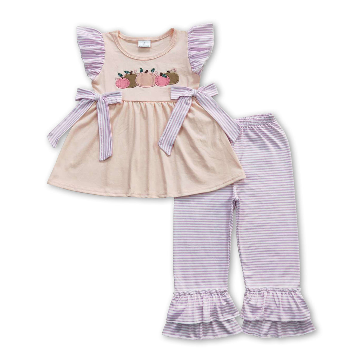 Pumpkin tunic stripe ruffle pants girls fall clothing