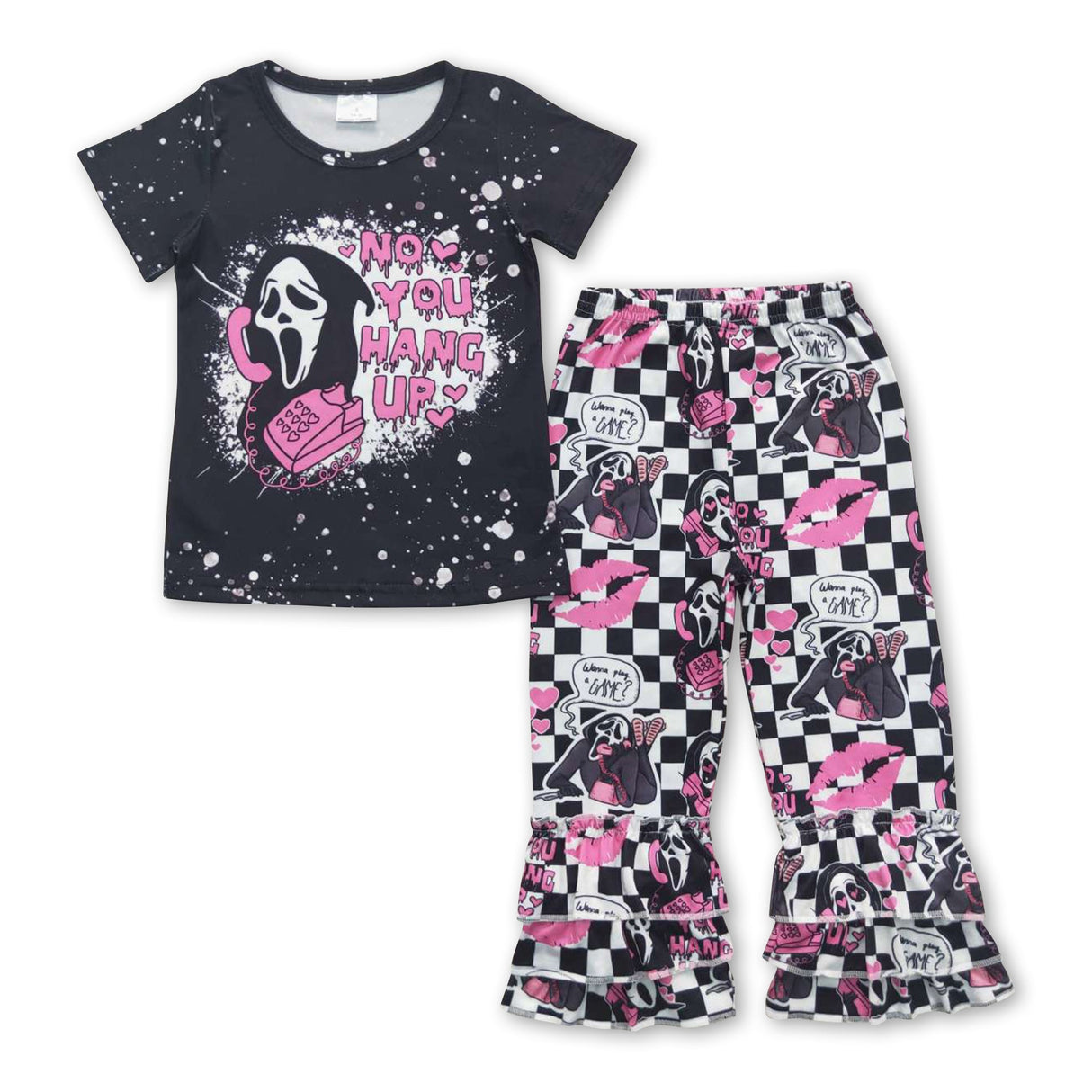 Scream top plaid ruffle pants girls Halloween clothes