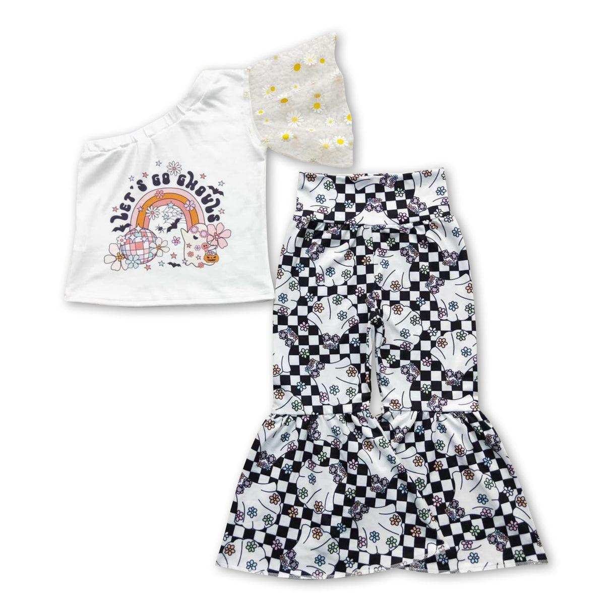 Let's go ghost ghost floral baby girls clothing