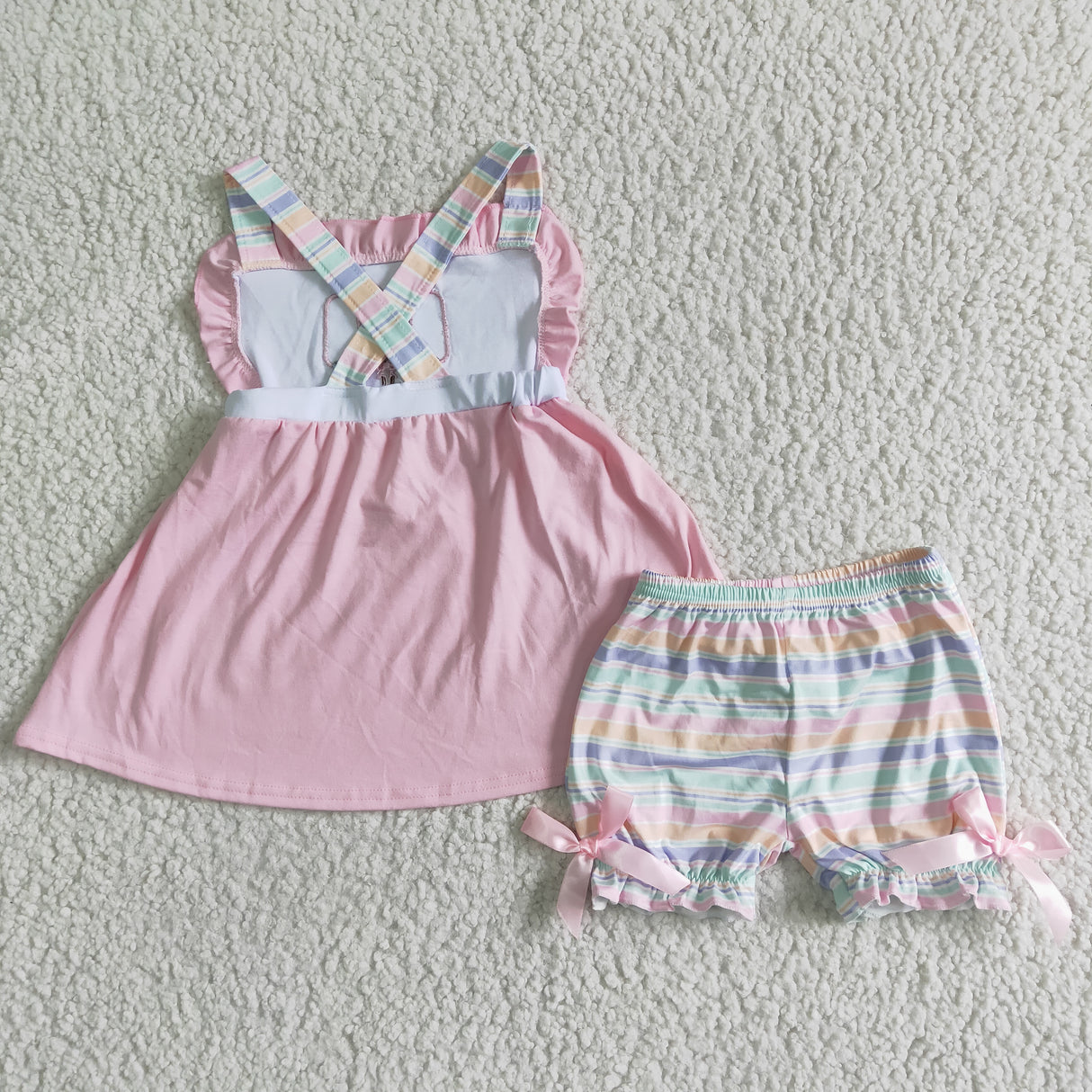 Popsicle embroidery stripe shorts girls summer clothes