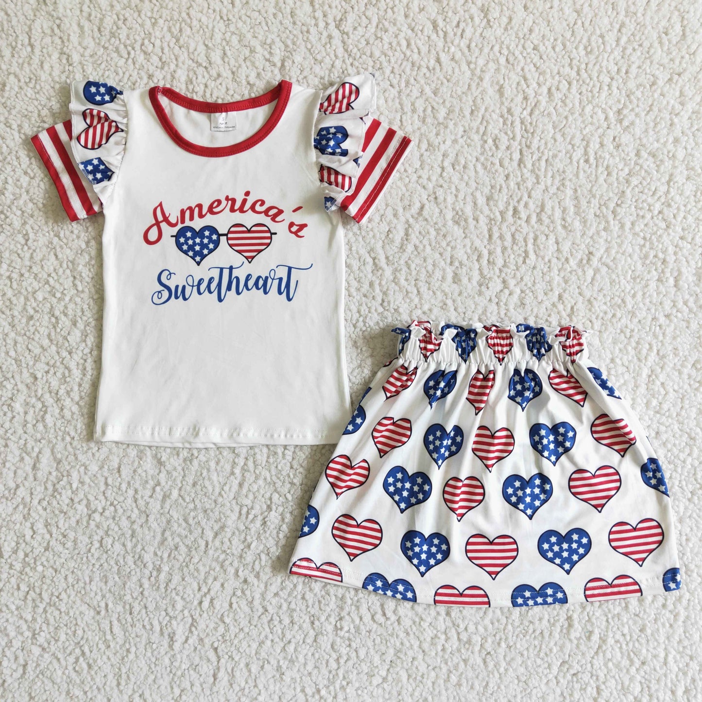 America's sweetheart shirt star stripe heart skirt girls 4th of july outfits