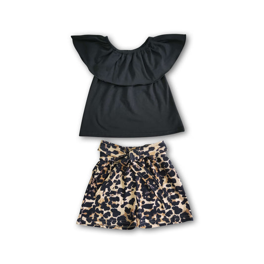 Black top leopard shorts girls summer outfits