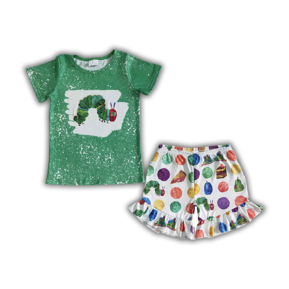 Green worm bleached cute girls summer clothes
