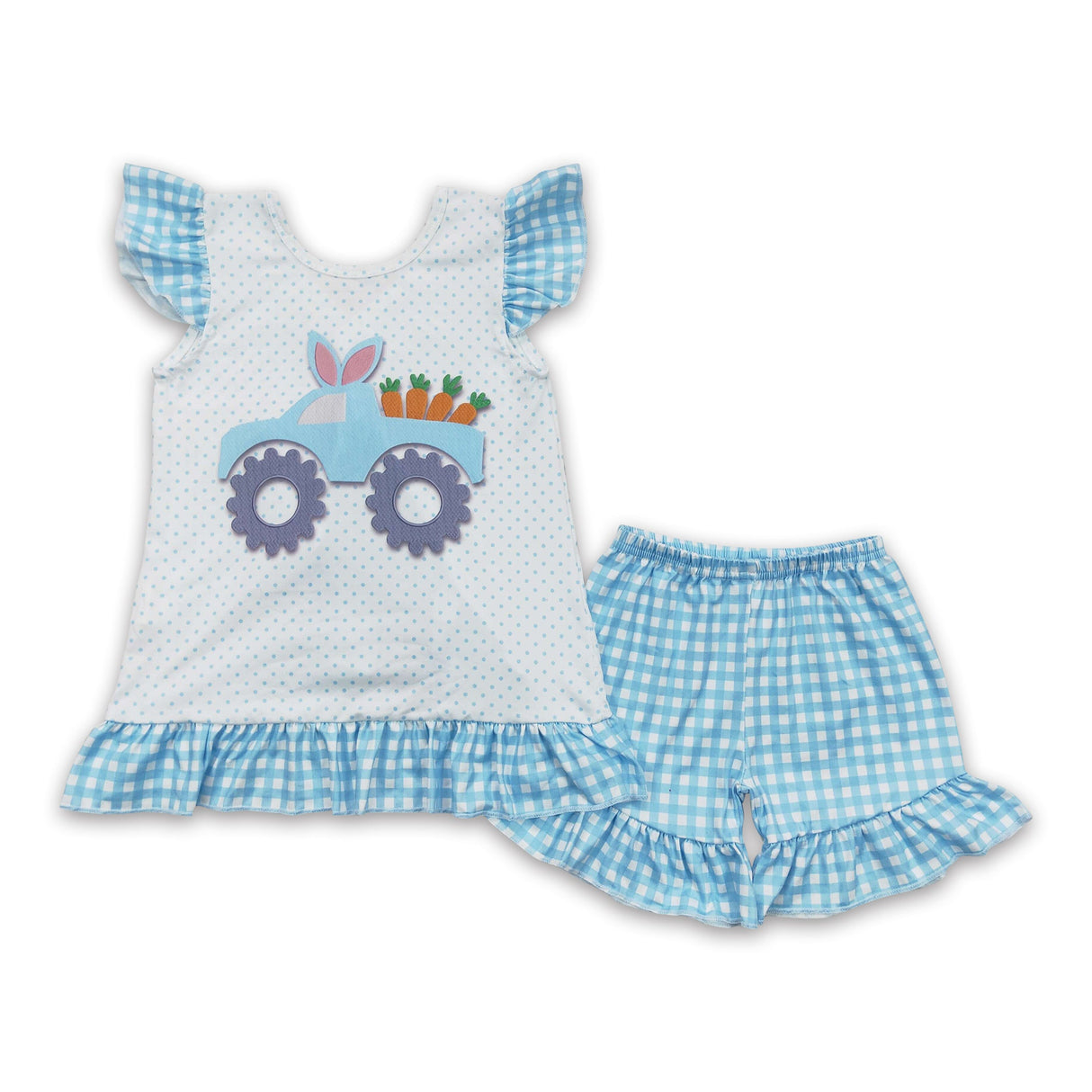 Rabbit carrot truck kids girls easter outfits