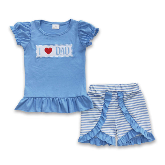 I love DAD shirt stripe shorts father's day girls outfits