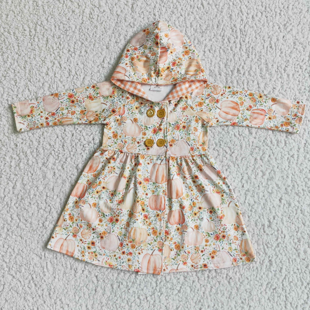 Floral pumkin hoodie dress baby girls fall cardigan