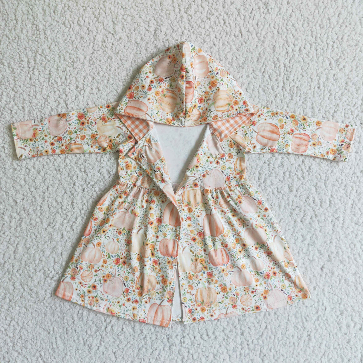 Floral pumkin hoodie dress baby girls fall cardigan