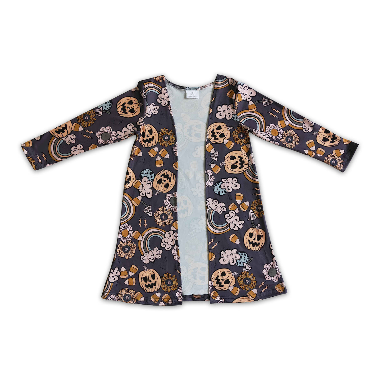 Pumpkin rainbow candy floral kids girls Halloween cardigan