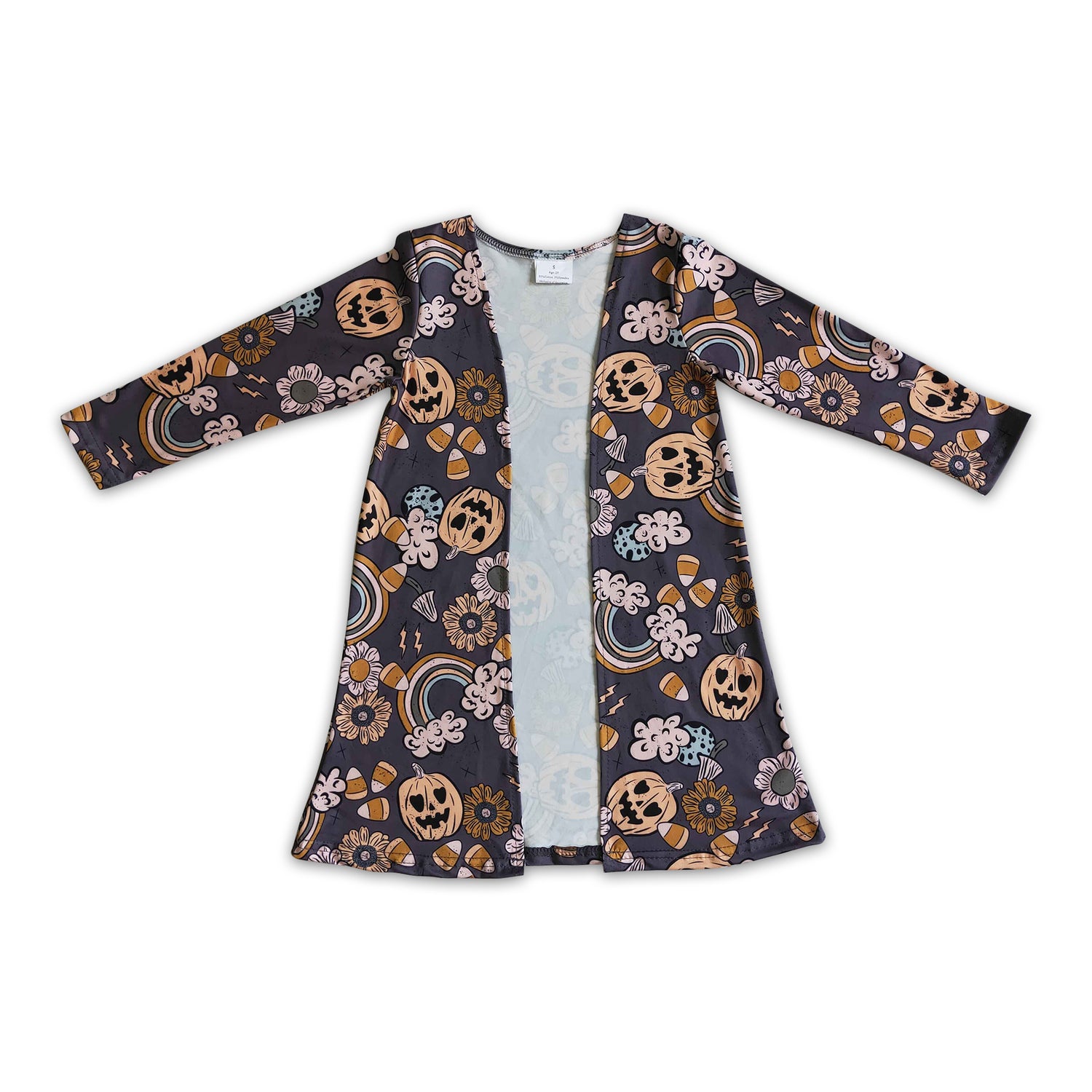 Pumpkin rainbow candy floral kids girls Halloween cardigan