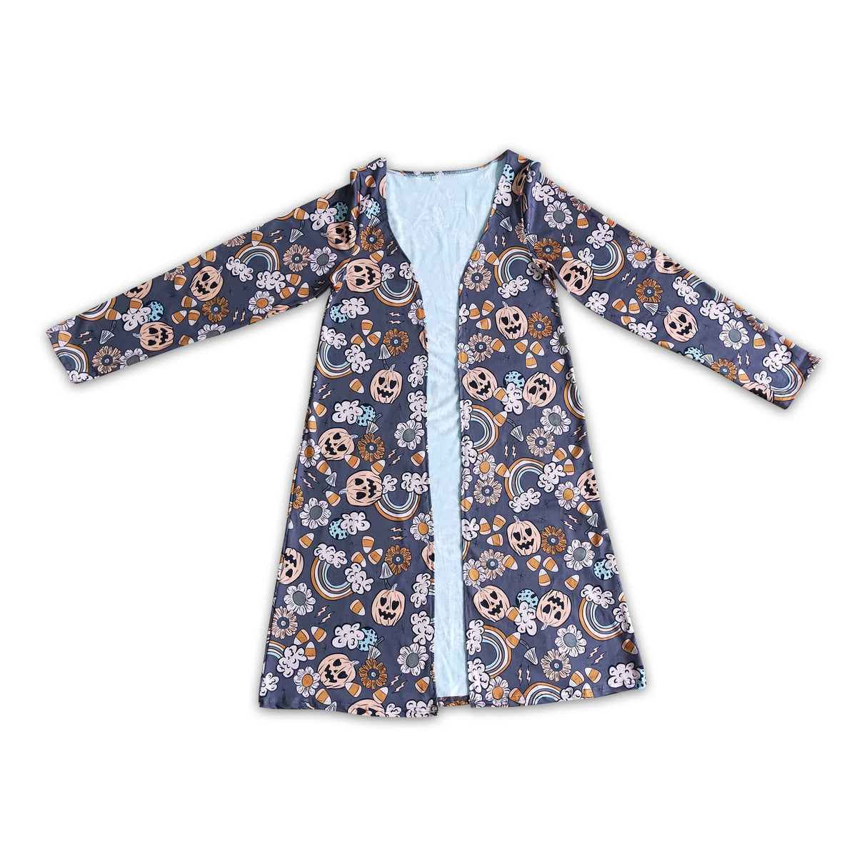 Pumpkin candy rainbow floral adult Halloween cardigan