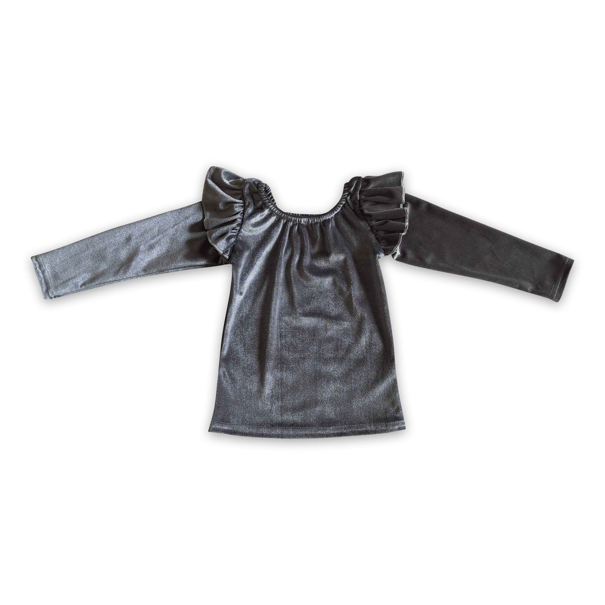 Grey velvet long sleeves girls long sleeves shirt