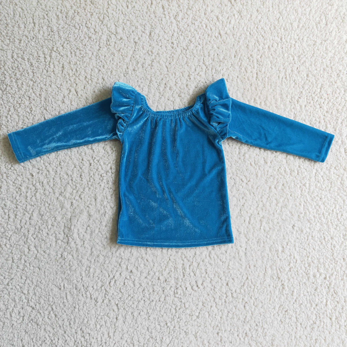 Blue velvet long sleeves girls long sleeves shirt