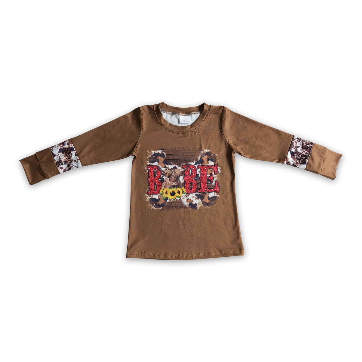 Highland cow babe sunflower kids girls western shirt